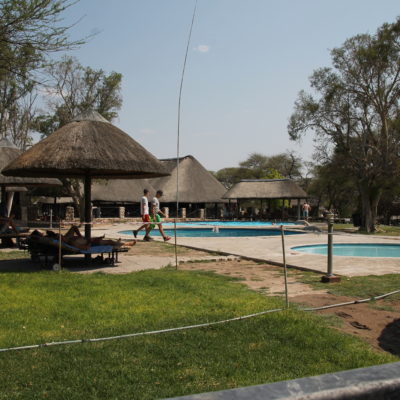 Las instalaciones de Okaukuejo, como la gran mayoría de los camping en Etosha, tenían piscina, restaurantes, tiendas...