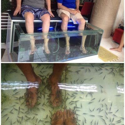 Nosotros nos habíamos hecho el spa de peces en Bangkok, pero los padres de Nico aprovecharon para hacerlo aquí