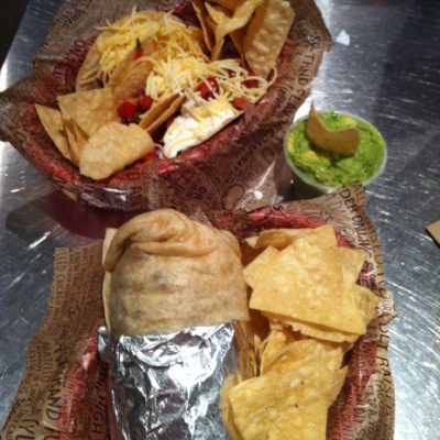 Burrito, tacos y guacamole de Chipotle