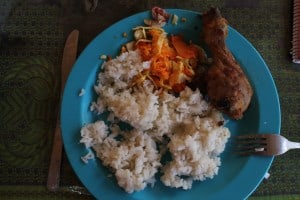 Arroz con coco pollo